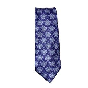 Valentino Purple Floral Print Silk Tie Made in Italy